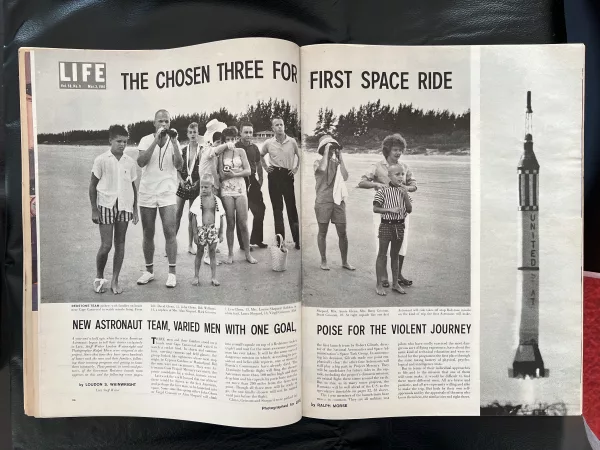 Interior pages featuring astronaut team from Life Magazine March 3, 1961