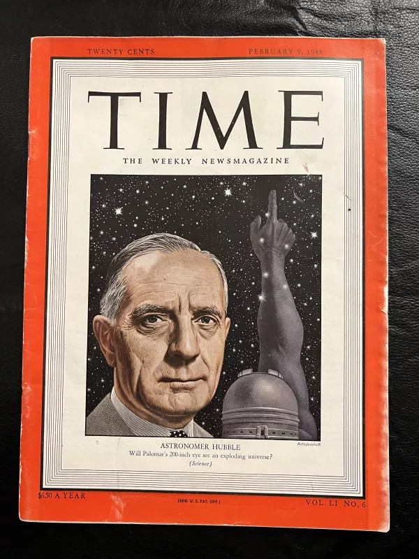Time Magazine featuring Edwin Hubble February 9, 1948