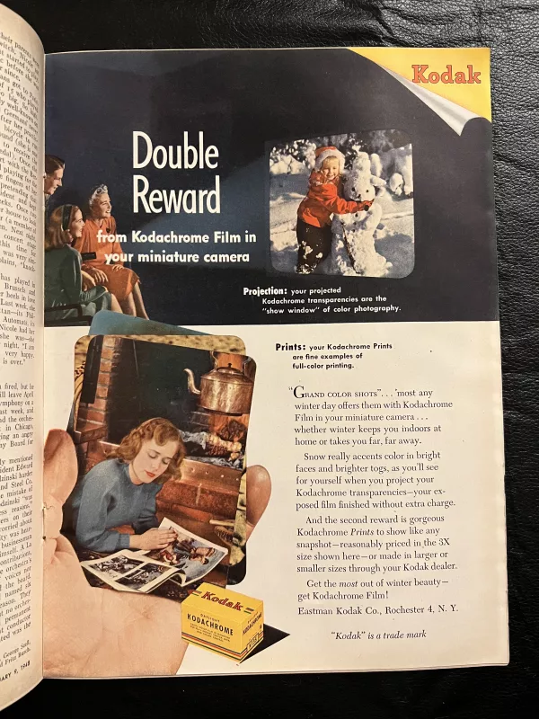 Kodak ad from Time Magazine featuring Edwin Hubble February 9, 1948