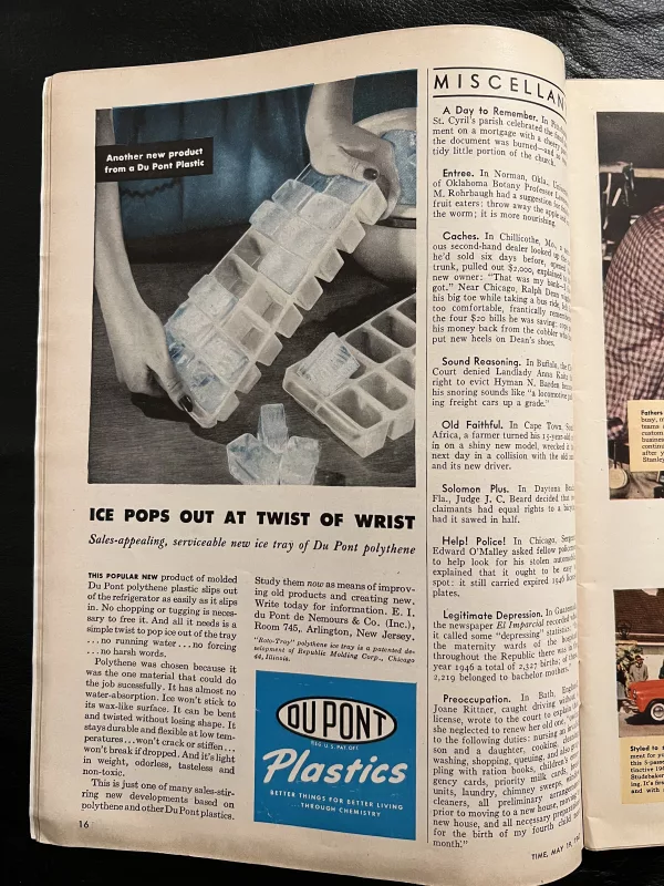 Vintage ad for ice trays from Time Magazine May 19, 1947