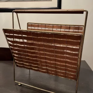 1960s Vintage Tony Paul Wood and Metal Magazine or Album Rack Model 577 by Woodlin-Hall